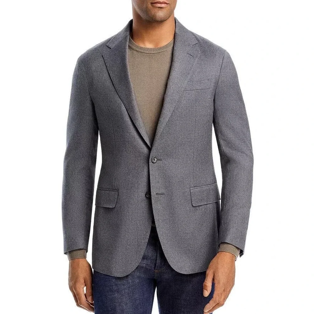 Polo Ralph Lauren Soft Flannel Solid Slim Fit‎ Suit Jacket Grey Size 44R $695